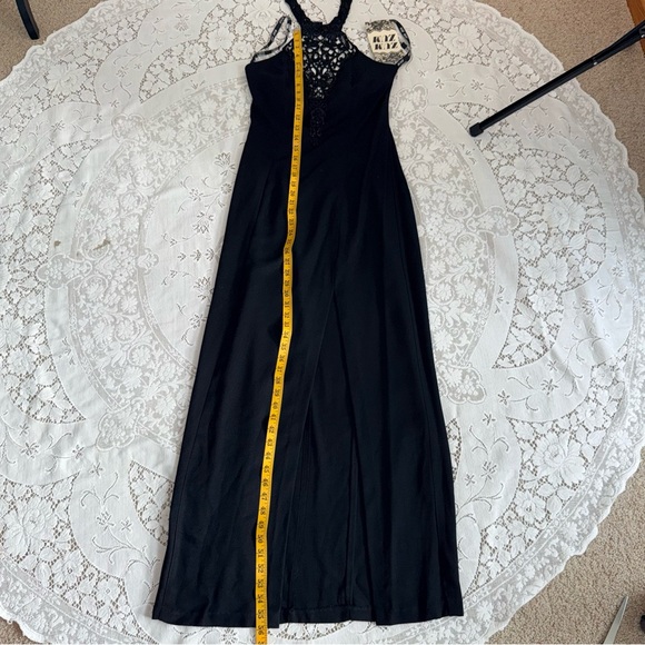VTG 90’s Zum Zum by Niki Livas Black Lace Halter Formal Goth Glam Dress Small - Picture 12 of 16
